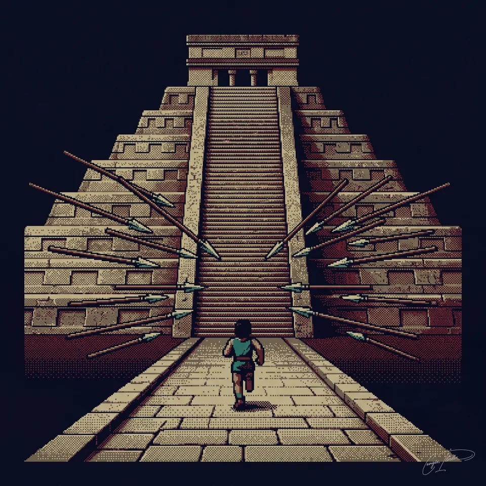 Painted cover art for Aztec Challenge.