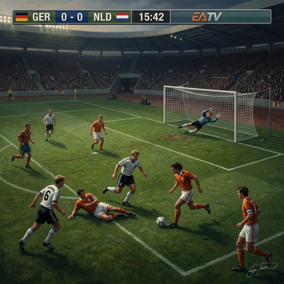 Painted cover art for FIFA International Soccer.
