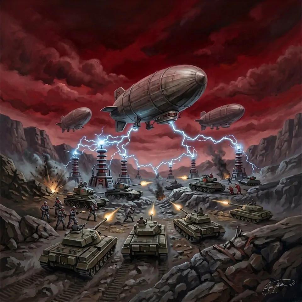 Painted cover art for Command & Conquer: Red Alert.
