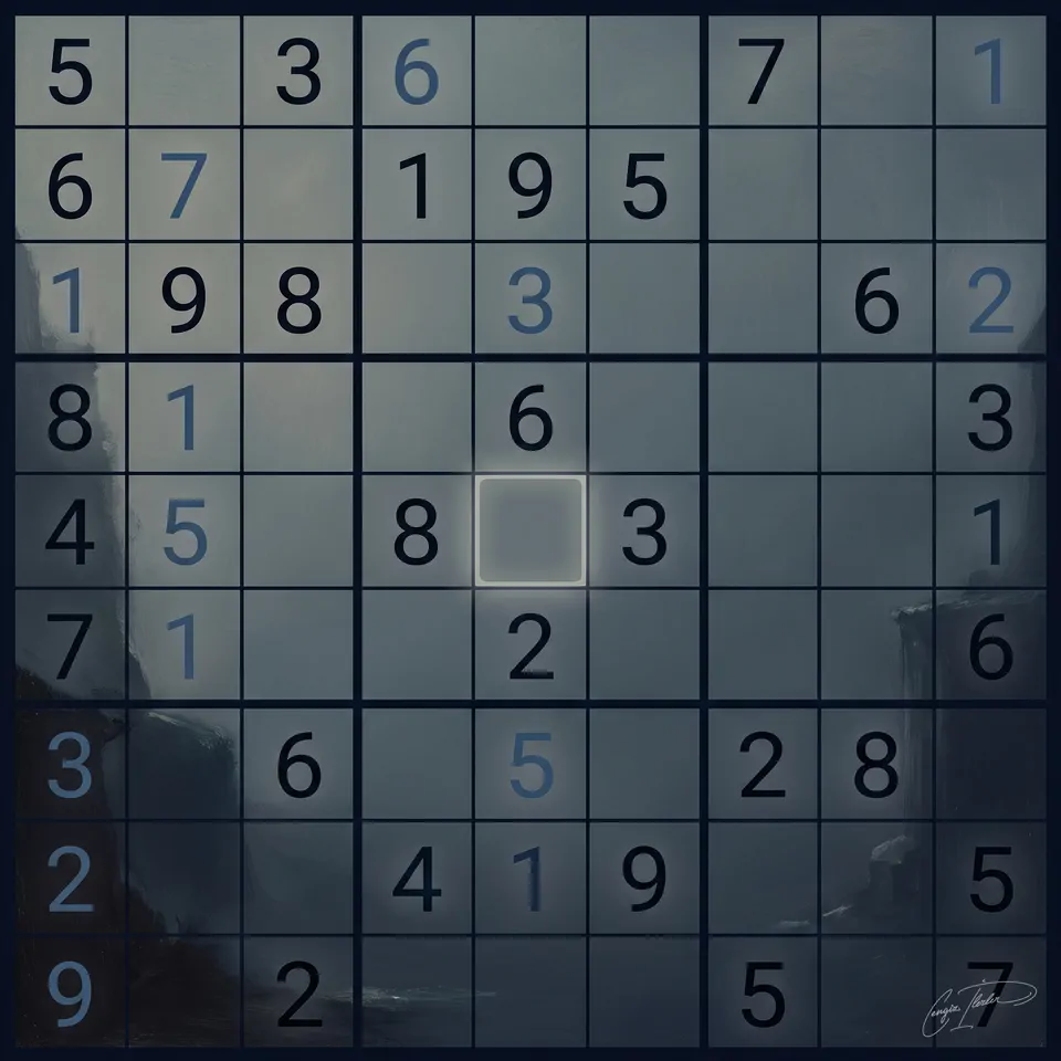Painted cover art for Sudoku.
