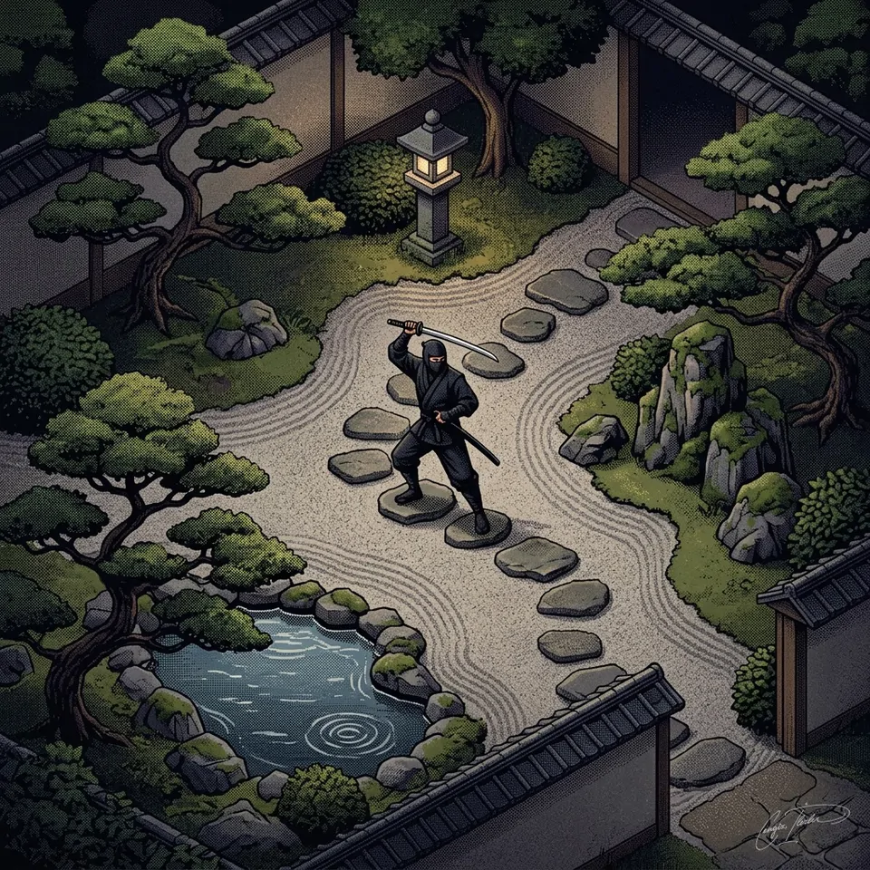 Painted cover art for The Last Ninja.