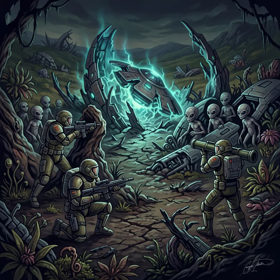 Painted cover art for UFO: Enemy Unknown.