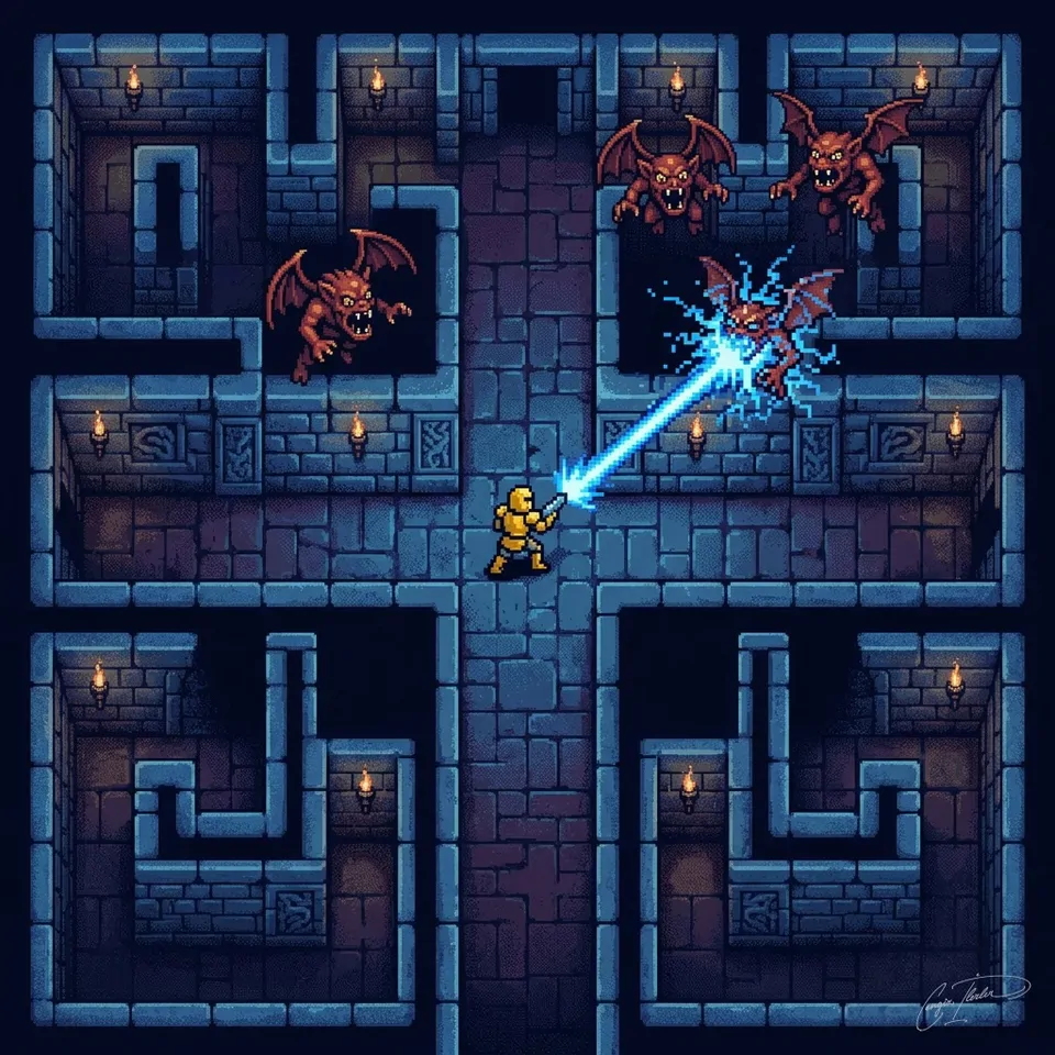 Painted cover art for Wizard of Wor.