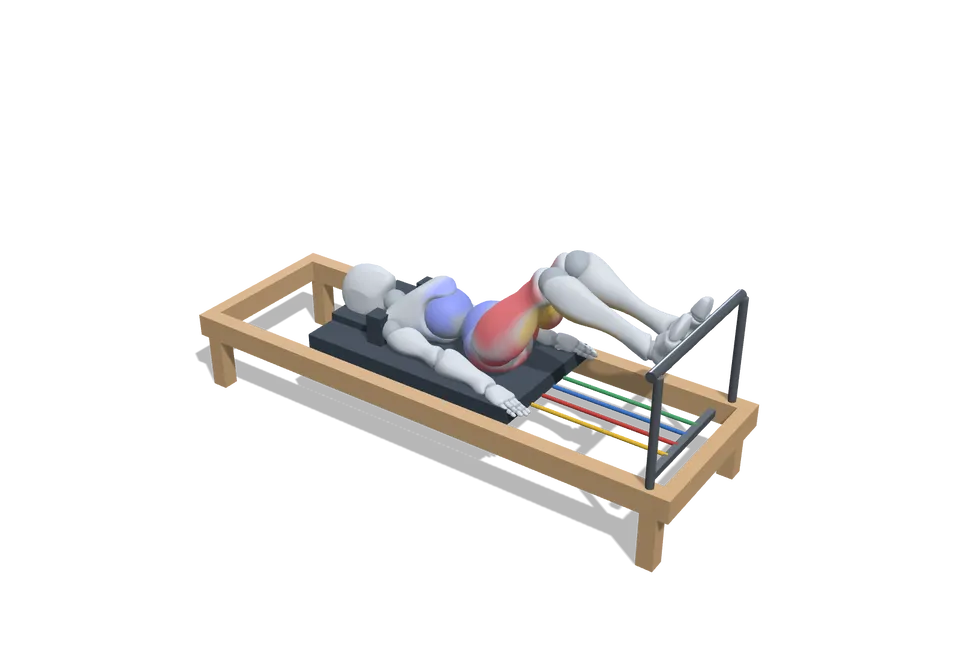 Leg press on the reformer: the figure doing the move