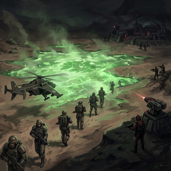 Painted cover art for Command & Conquer.