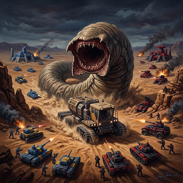Painted cover art for Dune II.