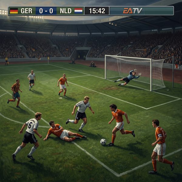 Painted cover art for FIFA International Soccer.