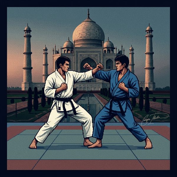 Painted cover art for International Karate.