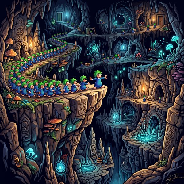 Painted cover art for Lemmings.
