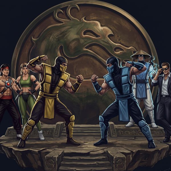 Painted cover art for Mortal Kombat.