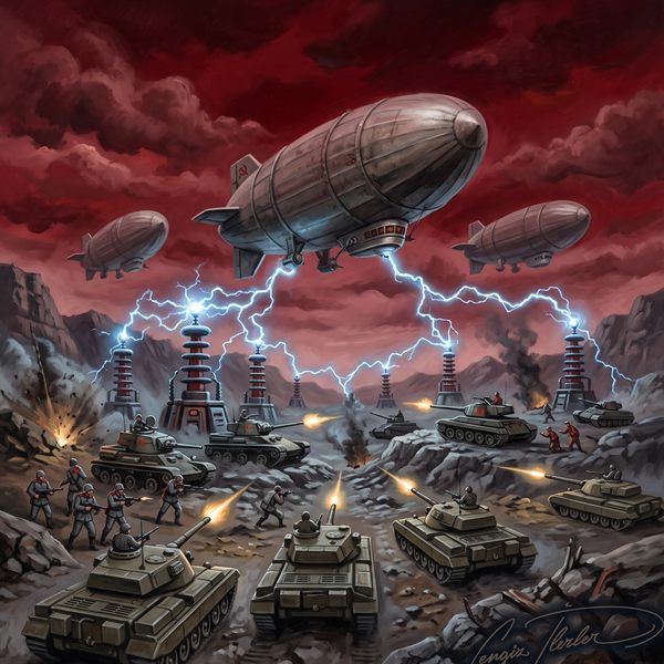 Painted cover art for Command & Conquer: Red Alert.