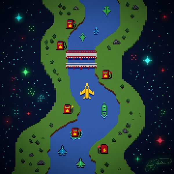 Painted cover art for River Raid.