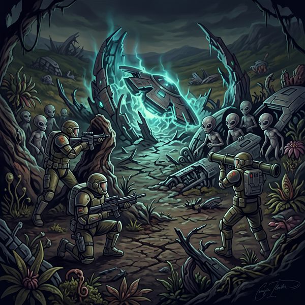 Painted cover art for UFO: Enemy Unknown.