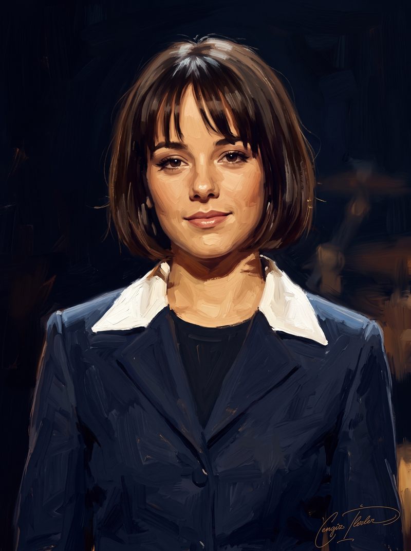 Painted portrait of Alizée.