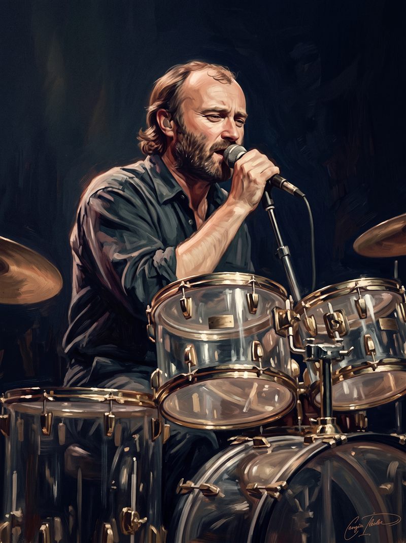Painted portrait of Phil Collins.