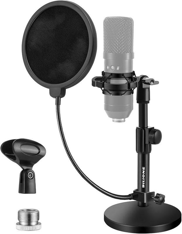 BILIONE Desktop Microphone Stand & Pop Filter